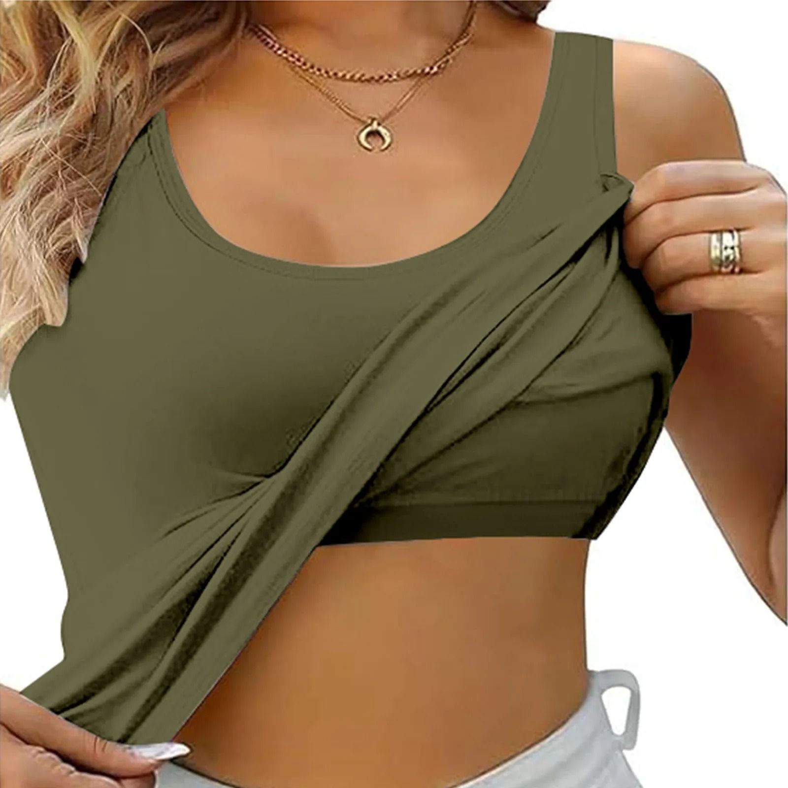 Women Tank Top With Built In Bra Sleeveless Camisole Plus Size 6