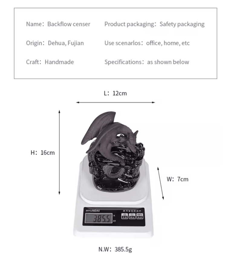 DragonMist Ceramic Backflow Incense Fountain 3