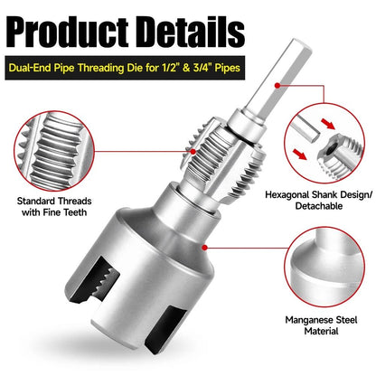 Detachable DN15 DN20 DN25 Pipe Threading Tool With Hex Shank For Internal And External Water Pipe T 1