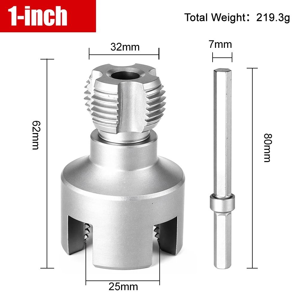 Detachable DN15 DN20 DN25 Pipe Threading Tool With Hex Shank For Internal And External Water Pipe T 12