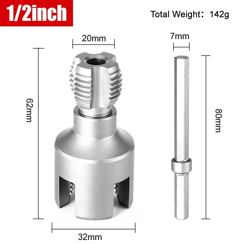 Detachable DN15 DN20 DN25 Pipe Threading Tool With Hex Shank For Internal And External Water Pipe T 6
