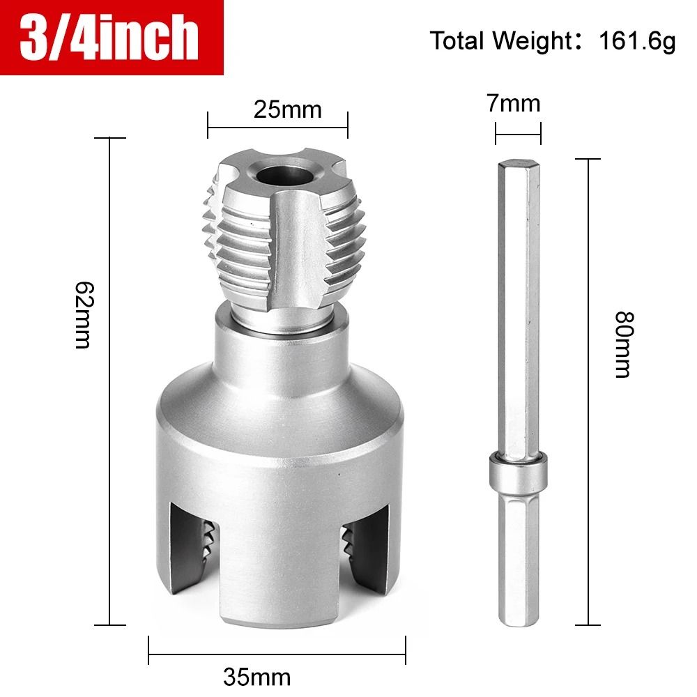 Detachable DN15 DN20 DN25 Pipe Threading Tool With Hex Shank For Internal And External Water Pipe T 7