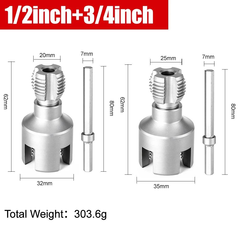 Detachable DN15 DN20 DN25 Pipe Threading Tool With Hex Shank For Internal And External Water Pipe T 8