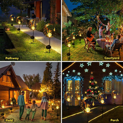 Whimsical Moon Fairy Solar Garden Stake Light  Crackle Glass Globe 5