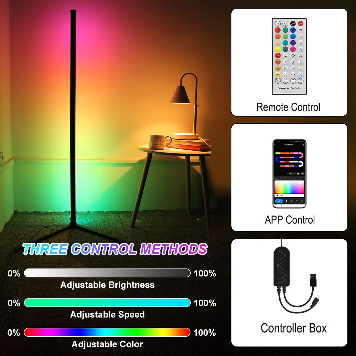 Smart Corner RGB Floor Lamp With Tuya And Alexa  160cm Dimmable Mood Lighting 4