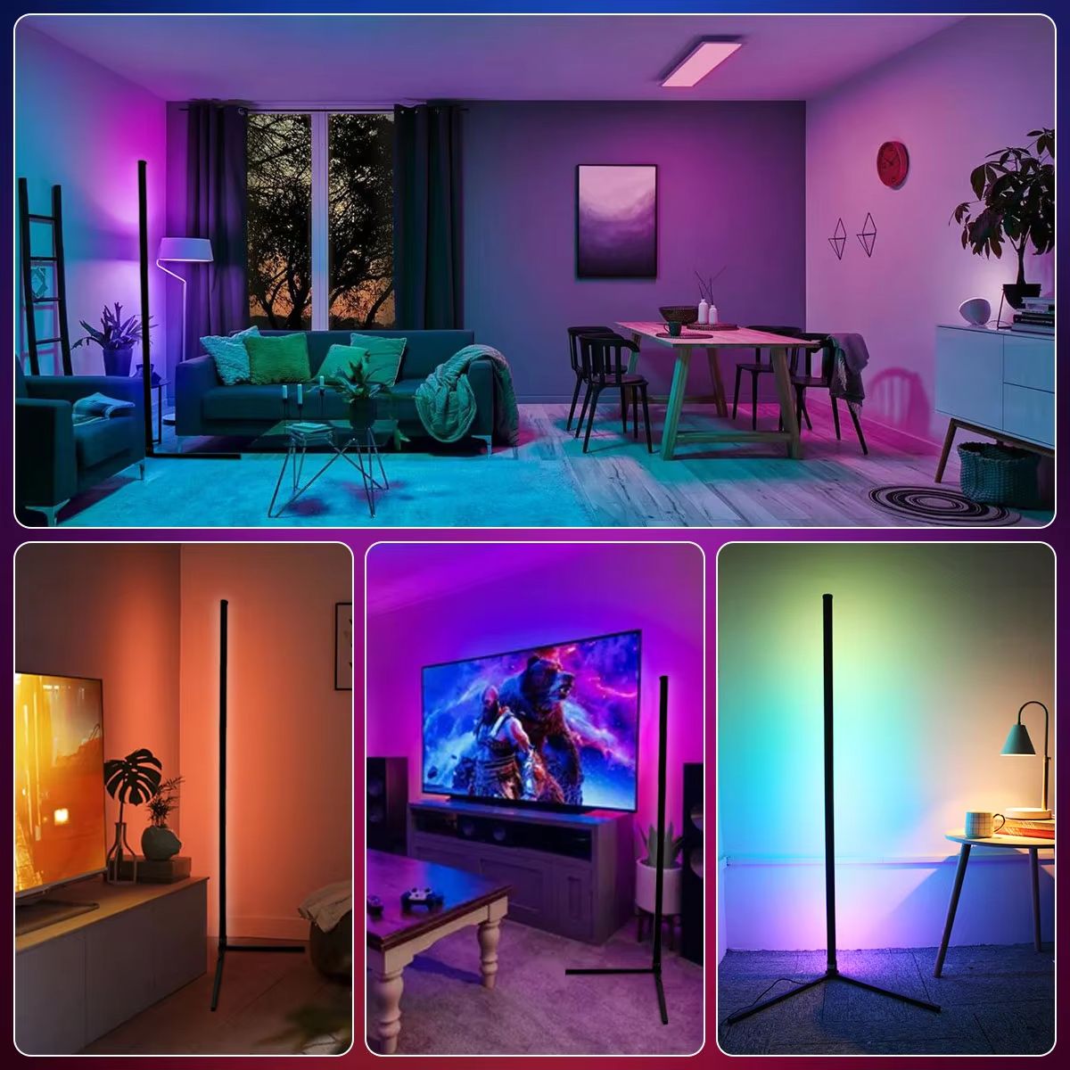 Smart Corner RGB Floor Lamp With Tuya And Alexa  160cm Dimmable Mood Lighting 5