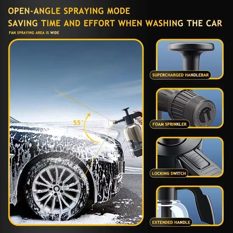 2L Car Wash Foam Sprayer  Acid And Alkali Resistant Air Pressure Foam Can With Fan Shaped Nozzle 5