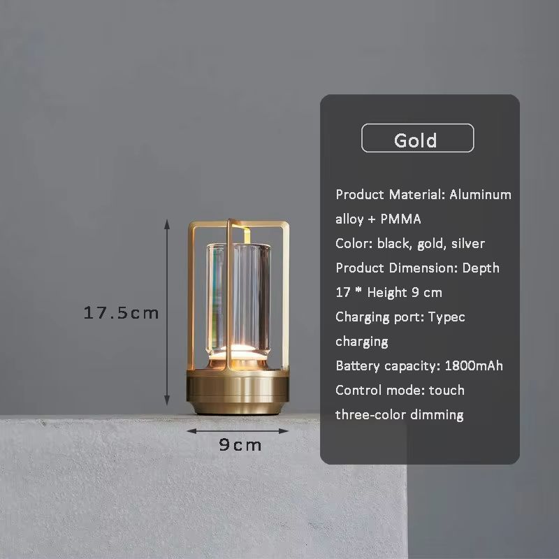 Elegant Rechargeable Touch Table Lamp  Aluminum Alloy Body With Crystal Diffuser Portable Ambient D