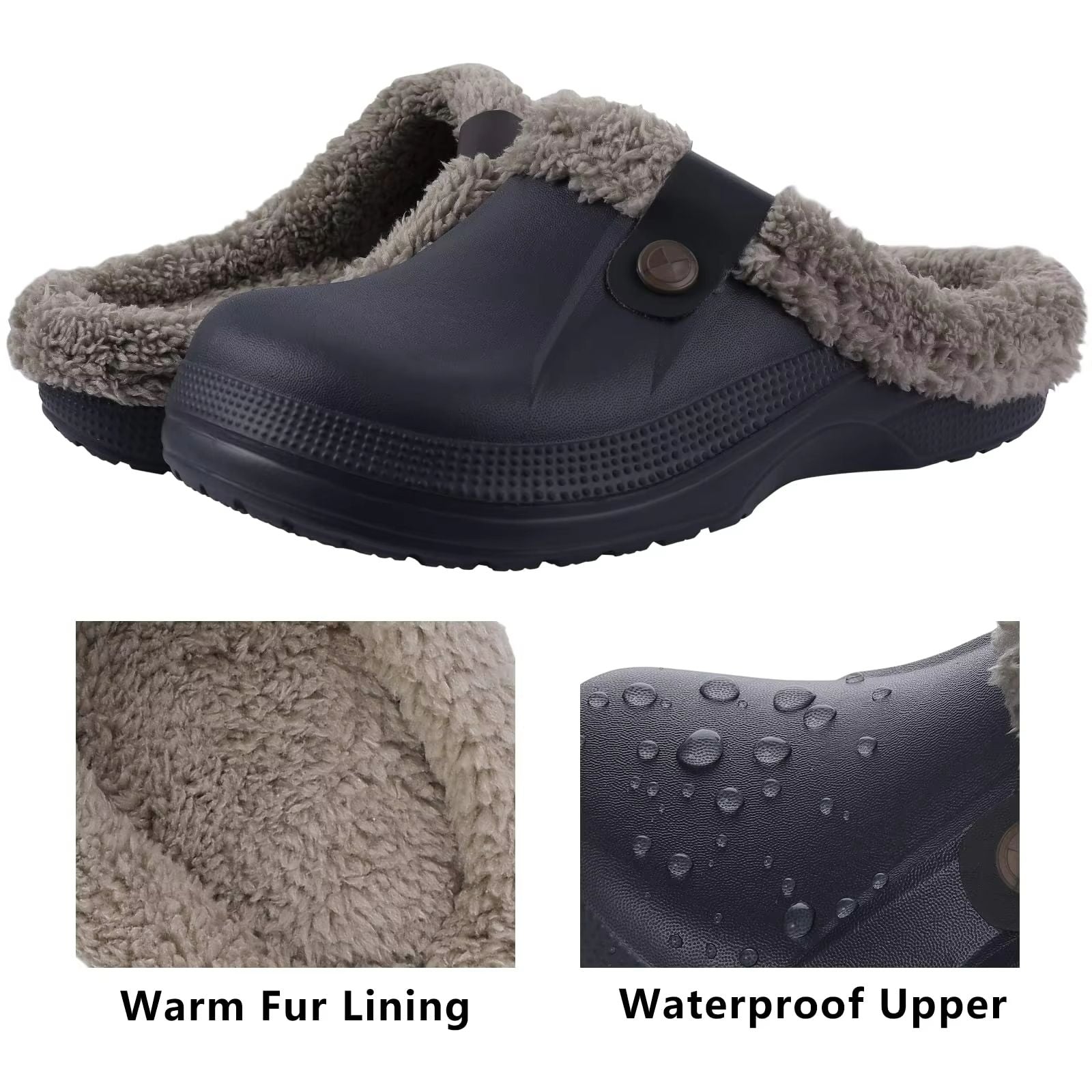 Cozy Waterproof Fur Clog Slippers  Plush Indoor Outdoor Winter Shoes 4