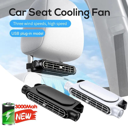 Portable Rechargeable Car Seat Cooling Fan with Adjustable Airflow and Quiet Operation