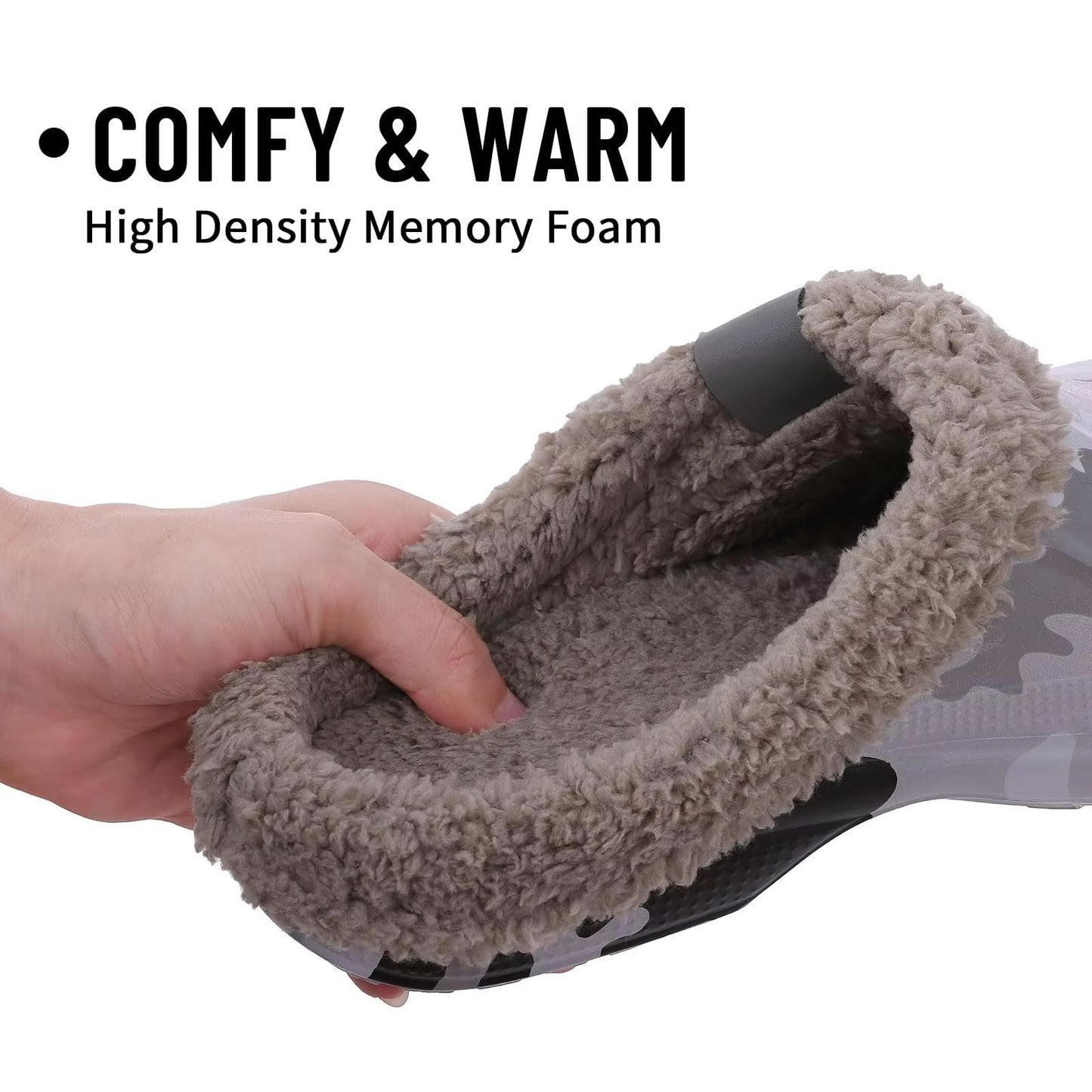 Shevalues Waterproof Fuzzy Mens Clogs Warm Fur Lined Slippers Indoor Outdoor Anti Slip House Shoes 1