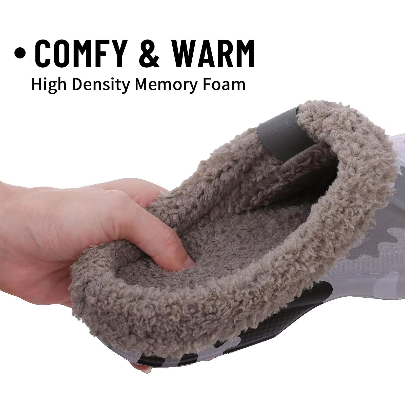 Shevalues Waterproof Fuzzy Mens Clogs Warm Fur Lined Slippers Indoor Outdoor Anti Slip House Shoes 1