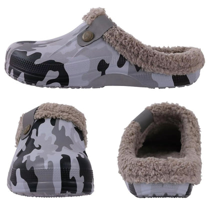 Shevalues Waterproof Fuzzy Mens Clogs Warm Fur Lined Slippers Indoor Outdoor Anti Slip House Shoes 3