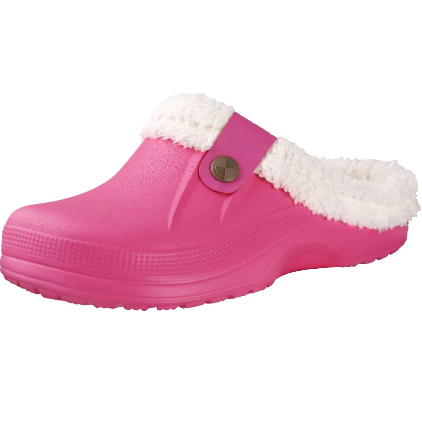 Shevalues Waterproof Fuzzy Mens Clogs Warm Fur Lined Slippers Indoor Outdoor Anti Slip House Shoes 9