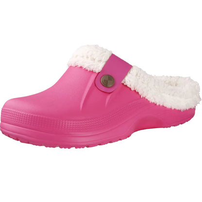 Shevalues Waterproof Fuzzy Mens Clogs Warm Fur Lined Slippers Indoor Outdoor Anti Slip House Shoes 9