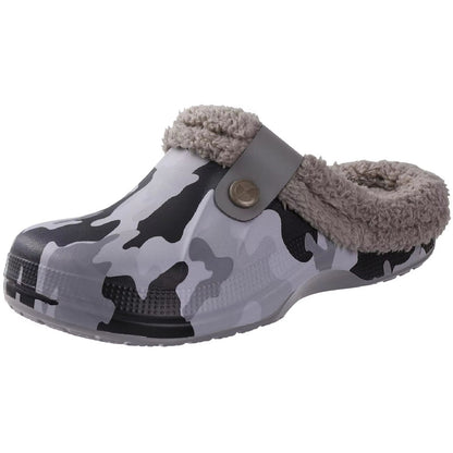 Shevalues Waterproof Fuzzy Mens Clogs Warm Fur Lined Slippers Indoor Outdoor Anti Slip House Shoes 11