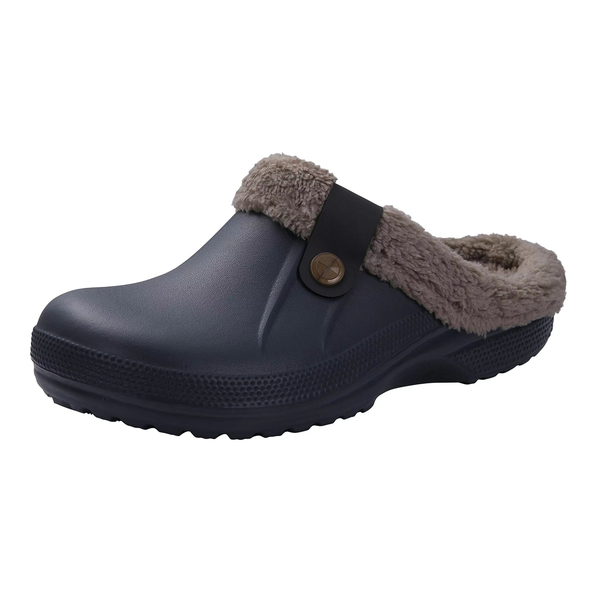 Shevalues Waterproof Fuzzy Mens Clogs Warm Fur Lined Slippers Indoor Outdoor Anti Slip House Shoes 13