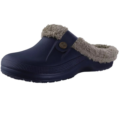 Shevalues Waterproof Fuzzy Mens Clogs Warm Fur Lined Slippers Indoor Outdoor Anti Slip House Shoes 15
