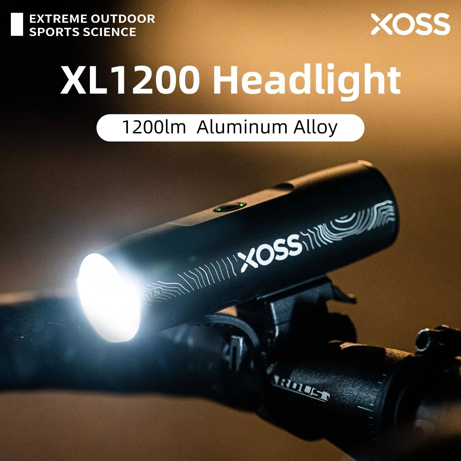 XOSS XL1200 Bike Headlight 1200 Lumen Waterproof Rechargeable Aluminum Front Lamp