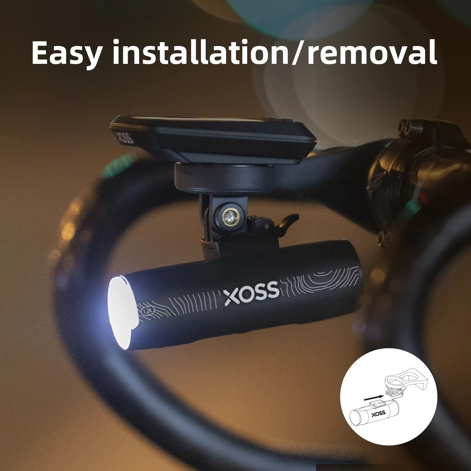 XOSS XL1200 Bike Headlight 1200 Lumen Waterproof Rechargeable Aluminum Front Lamp 2