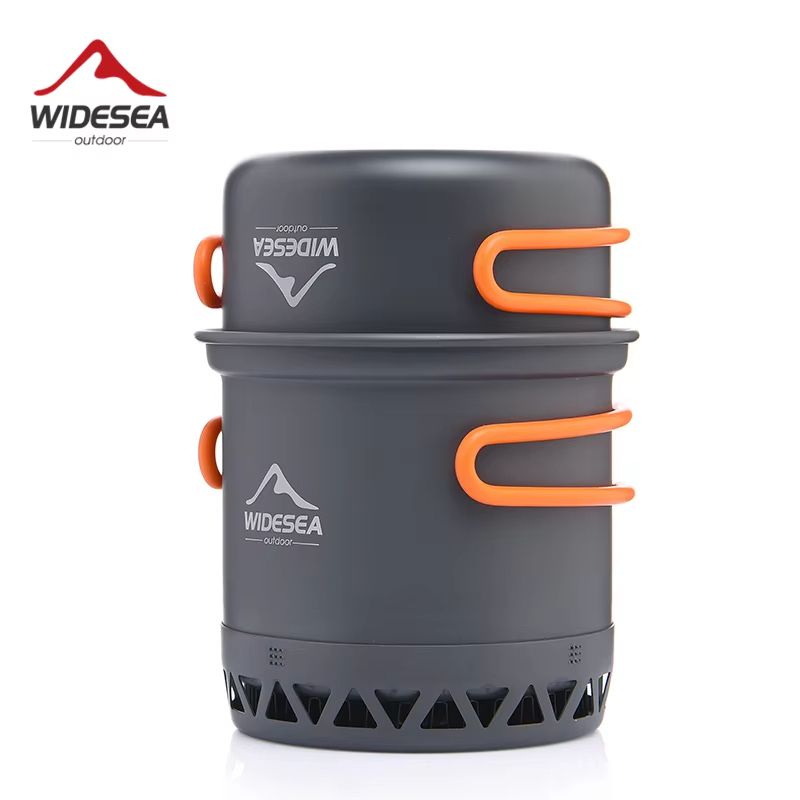 Widesea Camping Cookware Set 1.3L 2.3L Pot Kettle Lightweight Aluminum Heat Efficient Outdoor Cooking Kit