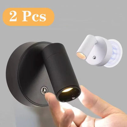 LED Magnetic USB Rechargeable Wall Spotlight Set 2pcs Wireless Reading Light