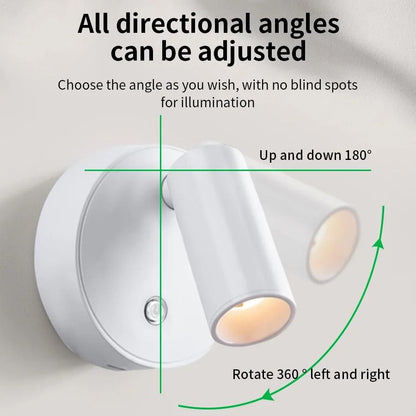 LED Magnetic USB Rechargeable Wall Spotlight Set 2pcs Wireless Reading Light 3