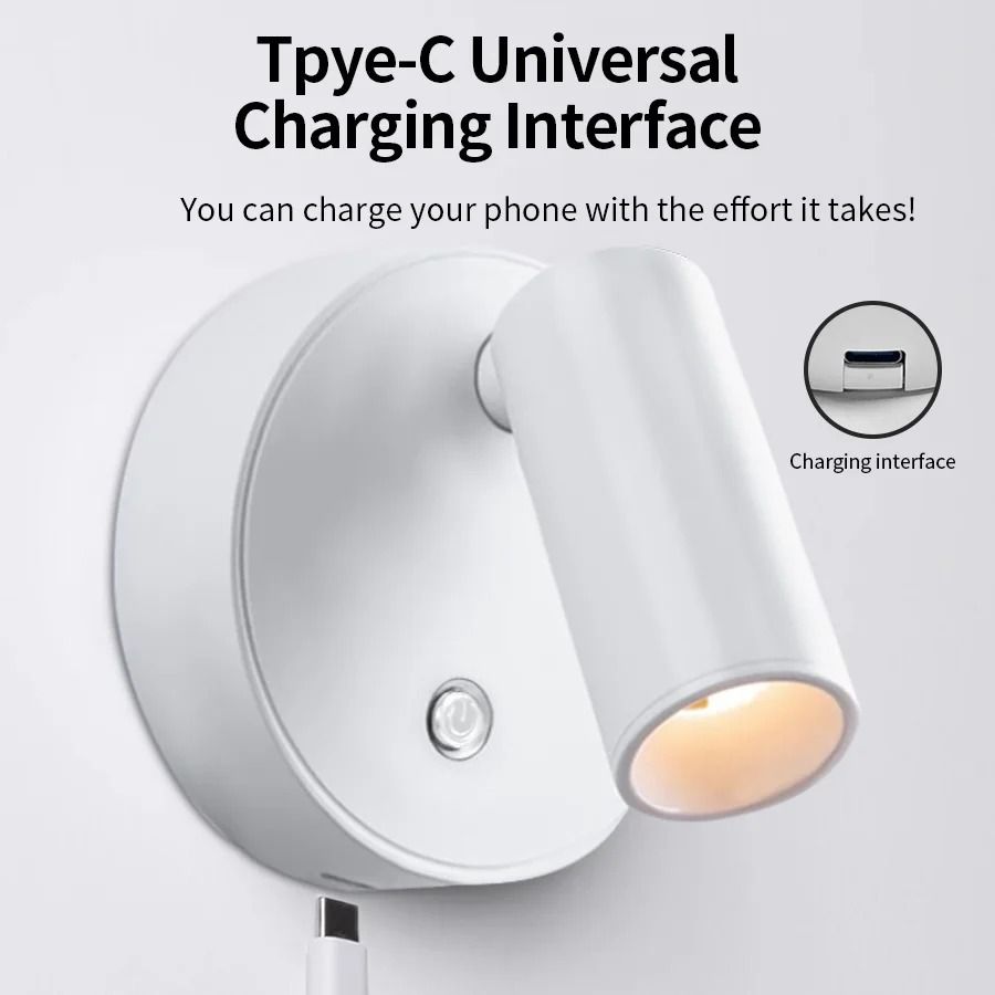 LED Magnetic USB Rechargeable Wall Spotlight Set 2pcs Wireless Reading Light 4