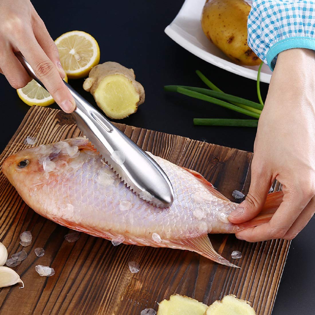 Stainless Steel Fish Scale Remover Durable Fish Scaler Tool Fish Scale Cleaning Scraper For Home Ki 3