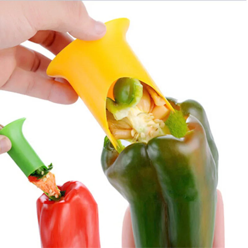 Slicer Vegetable Cutter Kitchen Tool, Creative Pepper Fruit Corer Cooking Device Seed Remover Gadget