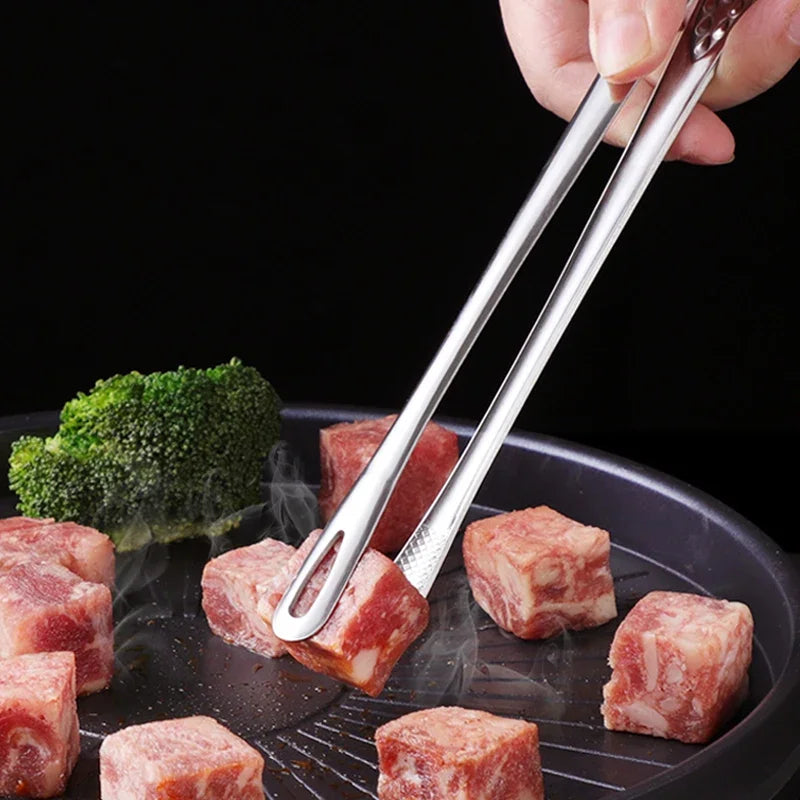Stainless Steel Kitchen Tongs BBQ Grill Meat Tongs Clip, Cooking Tweezers for Food Utensils, Barbecue Kitchen Accessory