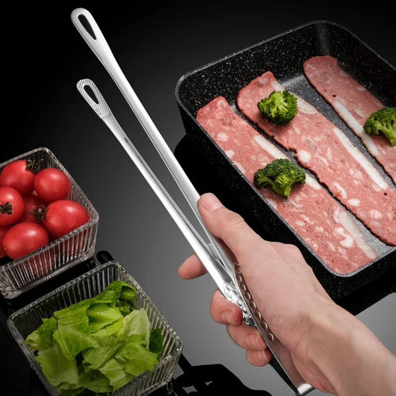 Stainless Steel Kitchen Tongs BBQ Grill Meat Tongs Clip, Cooking Tweezers for Food Utensils, Barbecue Kitchen Accessory