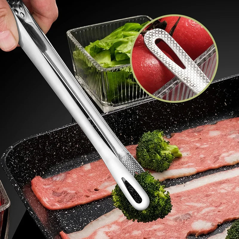 Stainless Steel Kitchen Tongs BBQ Grill Meat Tongs Clip, Cooking Tweezers for Food Utensils, Barbecue Kitchen Accessory