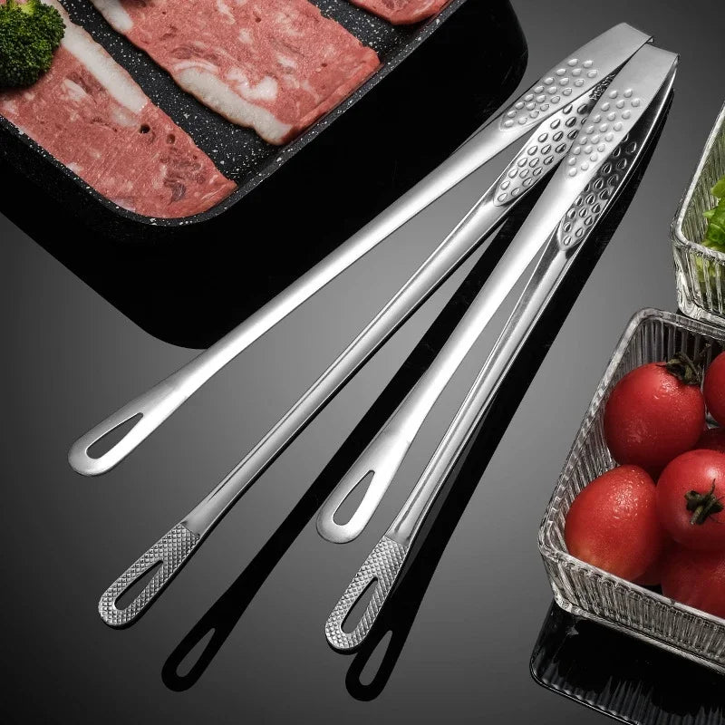 Stainless Steel Kitchen Tongs BBQ Grill Meat Tongs Clip, Cooking Tweezers for Food Utensils, Barbecue Kitchen Accessory