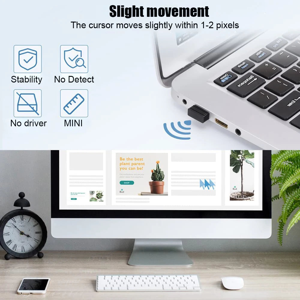 Wireless Mouse Jiggler USB Port Shaker Wiggler Mover Keeps Computer Awake Automatic For Laptop Unde 3
