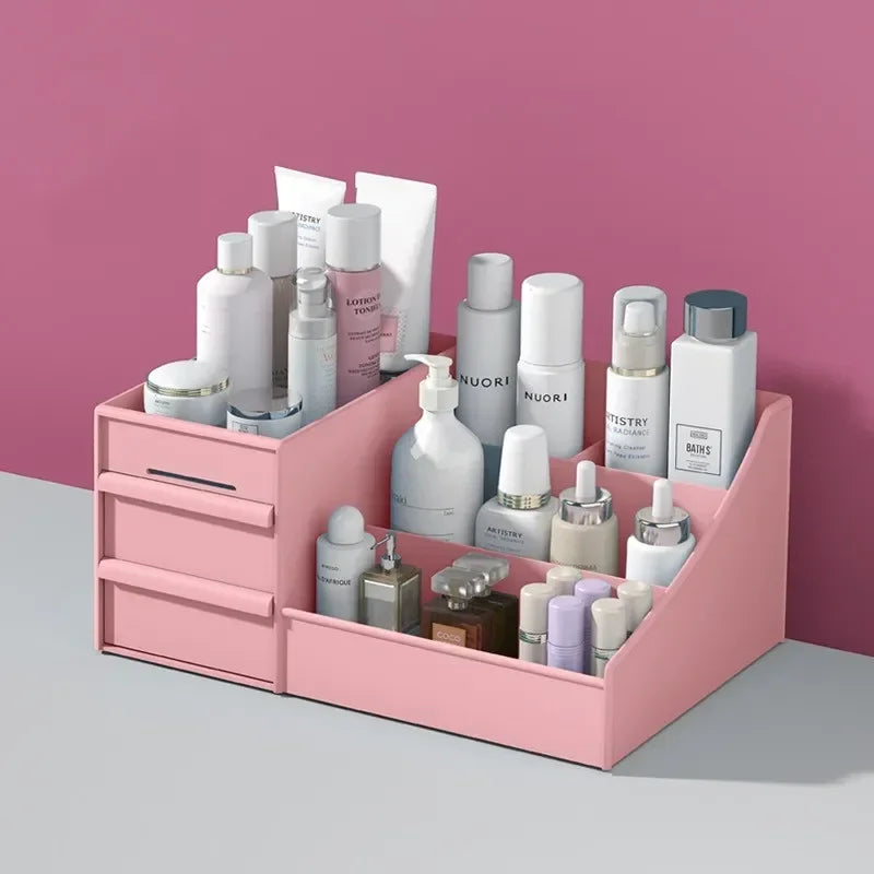 New Plastic Drawer Makeup Storage Box, Dormitory Organizer, Skin Care Cosmetics Shelf for Dressing Table & Desktop