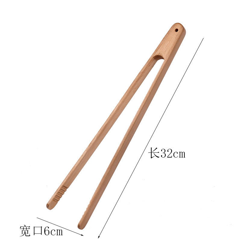 Japanese Wooden Food Clip for Salad Bread Toast, Steak BBQ Tongs, Grilling Cooking Baking Tools, Kitchen Gadgets