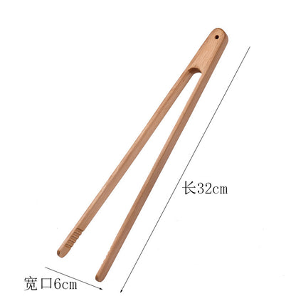 Japanese Wooden Food Clip for Salad Bread Toast, Steak BBQ Tongs, Grilling Cooking Baking Tools, Kitchen Gadgets