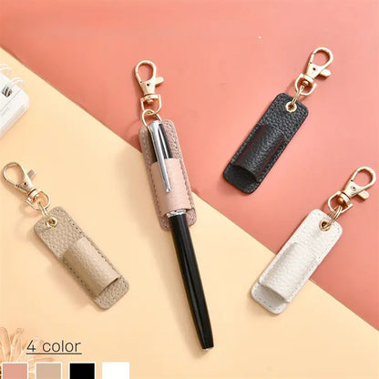 Neck Nurse Pen Clip, Portable Keychain Pen Holder Compact Leather Office Pen Storage Clip for Professionals