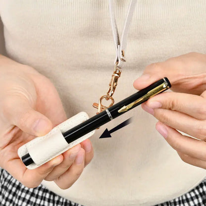 Neck Nurse Pen Clip, Portable Keychain Pen Holder Compact Leather Office Pen Storage Clip for Professionals