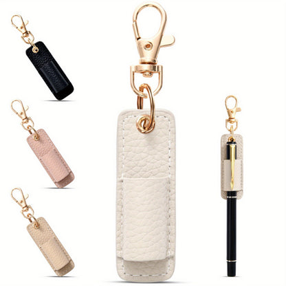Neck Nurse Pen Clip, Portable Keychain Pen Holder Compact Leather Office Pen Storage Clip for Professionals