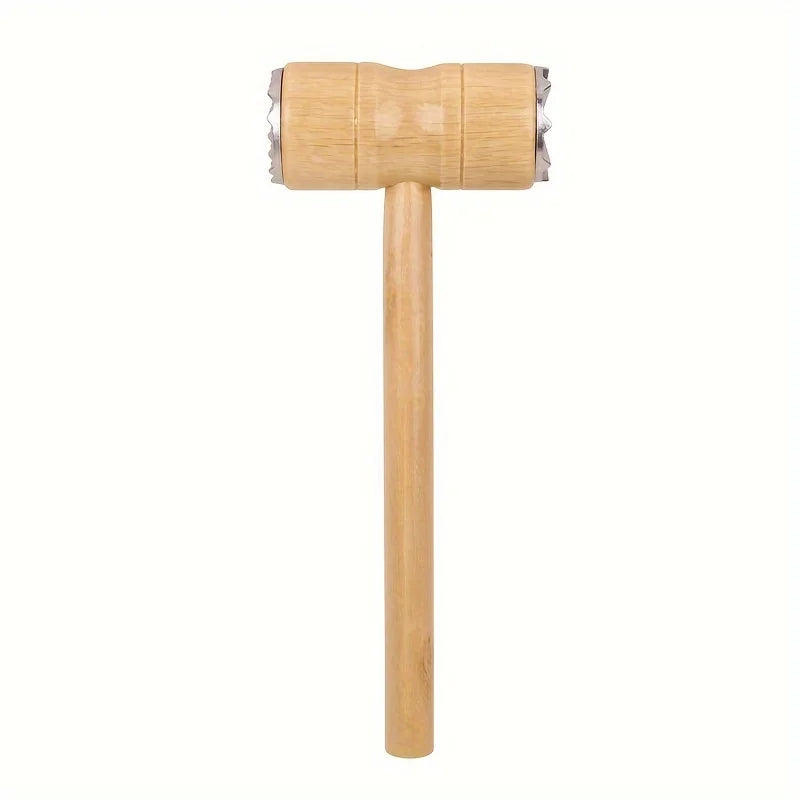 Double Sided Wooden Handle Meat Tenderizer, Steak Mallet Tool, Essential Kitchen Gadget for Tenderizing, Sinew Breaking