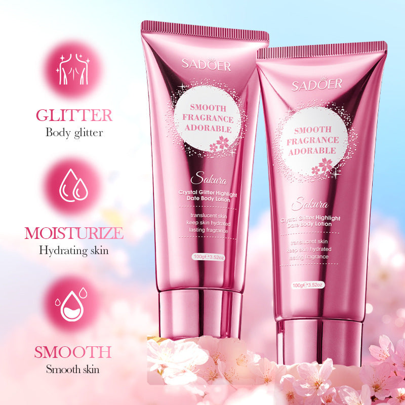 Sakura Fragrance Body Whitening Glitter Cream Moisturizing Hydrating Lotion Luxury Neck Hand Arm Le 1