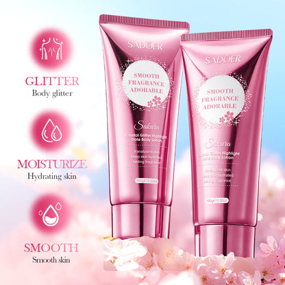 Sakura Fragrance Body Whitening Glitter Cream Moisturizing Hydrating Lotion Luxury Neck Hand Arm Le 1