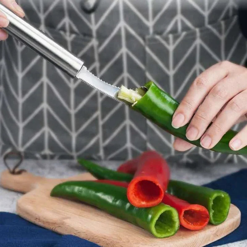 Jalapeno Pepper Corer Tool, Pepper Core Remover for Chili Deseeding, Sharp Edge Vegetable Seed Remover Kitchen Gadget