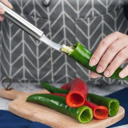 Jalapeno Pepper Corer Tool, Pepper Core Remover for Chili Deseeding, Sharp Edge Vegetable Seed Remover Kitchen Gadget