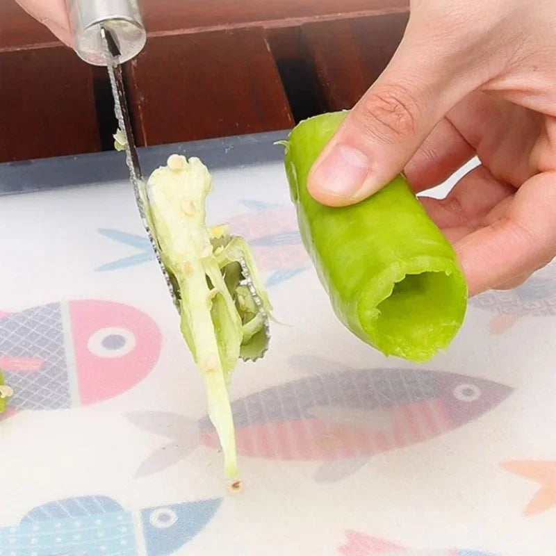 Jalapeno Pepper Corer Tool, Pepper Core Remover for Chili Deseeding, Sharp Edge Vegetable Seed Remover Kitchen Gadget