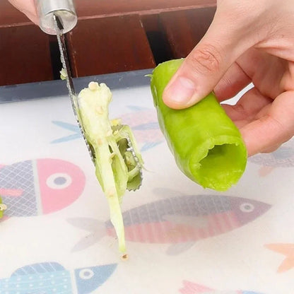Jalapeno Pepper Corer Tool, Pepper Core Remover for Chili Deseeding, Sharp Edge Vegetable Seed Remover Kitchen Gadget