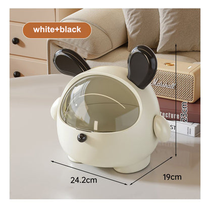 Cute Rabbit Desktop Storage Box with Dustproof Stationery Organizer for Girl Hair Rings, Jewelry & Home Decor