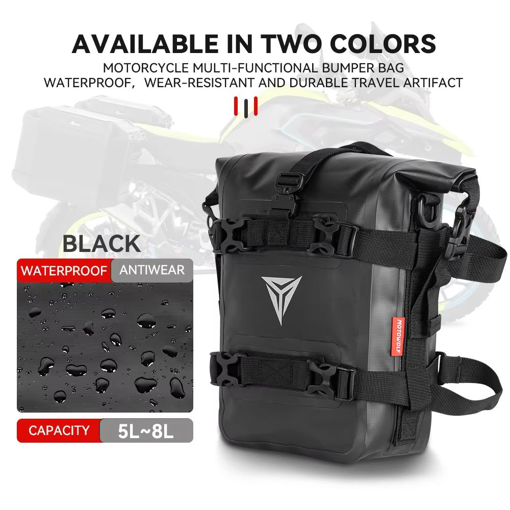 AdventureGuard 8L Waterproof Motorcycle Side Bag  Crash Bar Saddle Tool Pack 12
